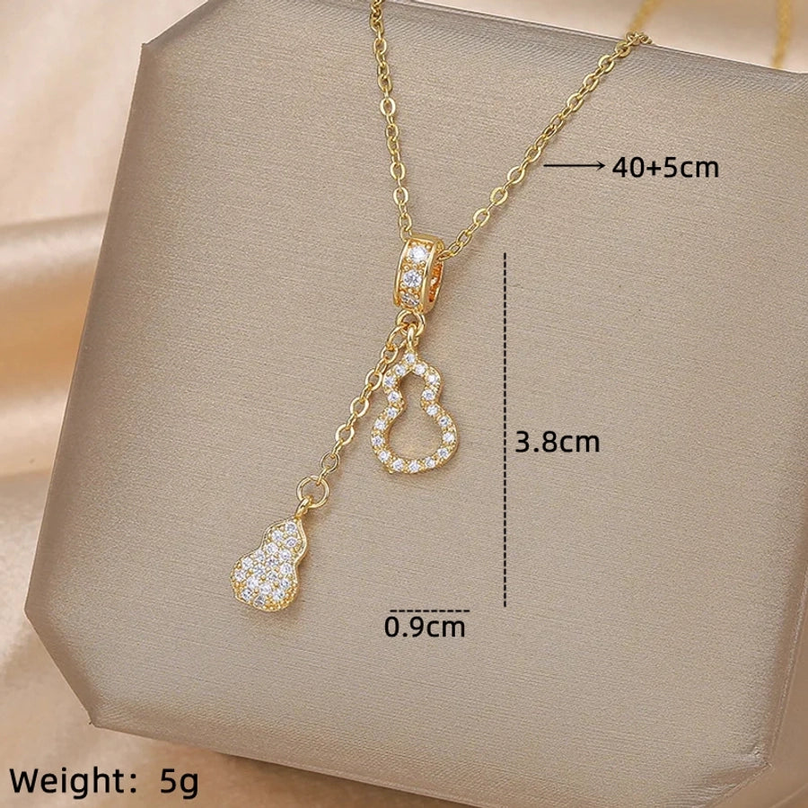 IG Style Simple Style Electrocardiogram Wings Bow Knot 201 Stainless Steel Copper Plating Inlay Opal Zircon Pendant Necklace