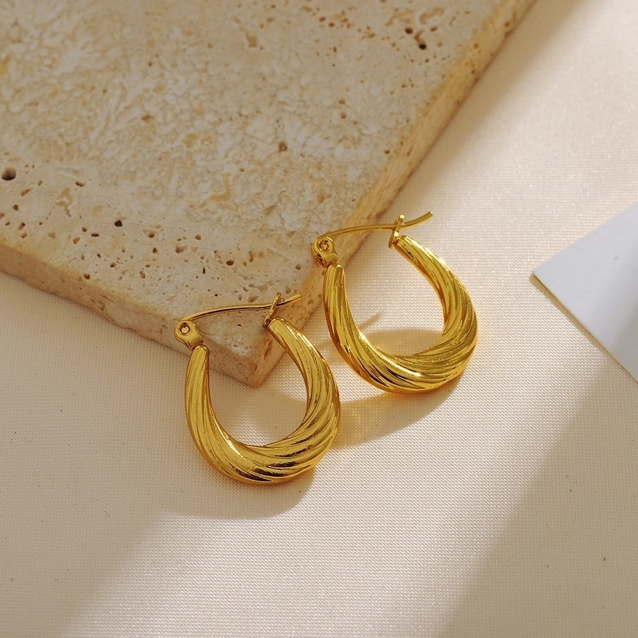 1 Pair Elegant Glam Luxurious Solid Color Plating 304 Stainless Steel 18K Gold Plated Ear Studs