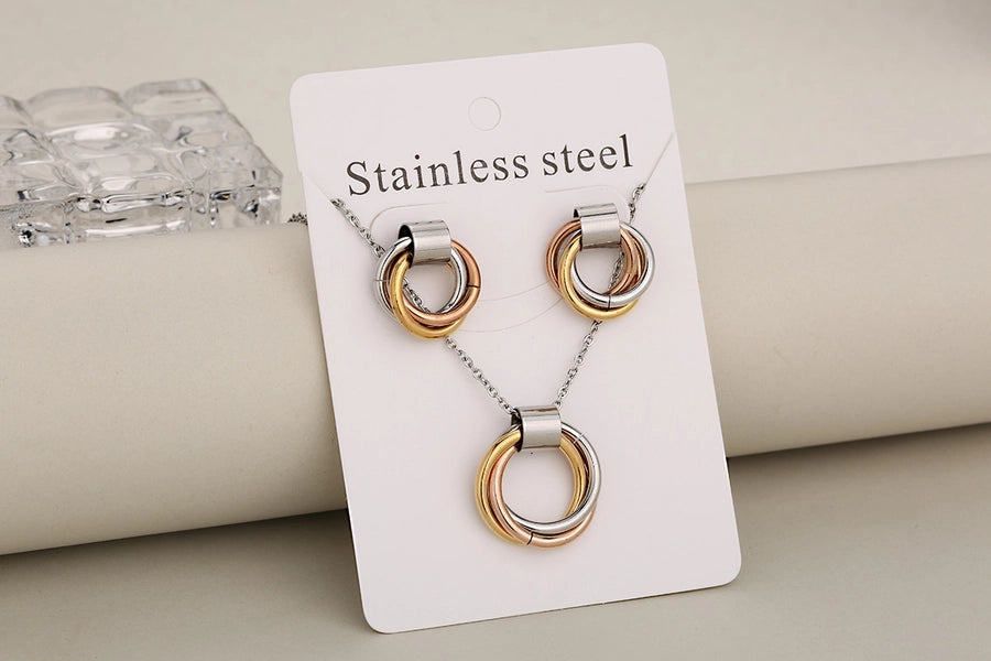 Jewelry Casual Vacation Classic Style Circle 304 Stainless Steel 18K Gold Plated Jewelry Set