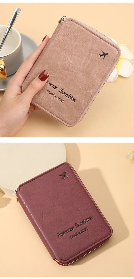 Unisex Solid Color Pu Leather Zipper Card Holders