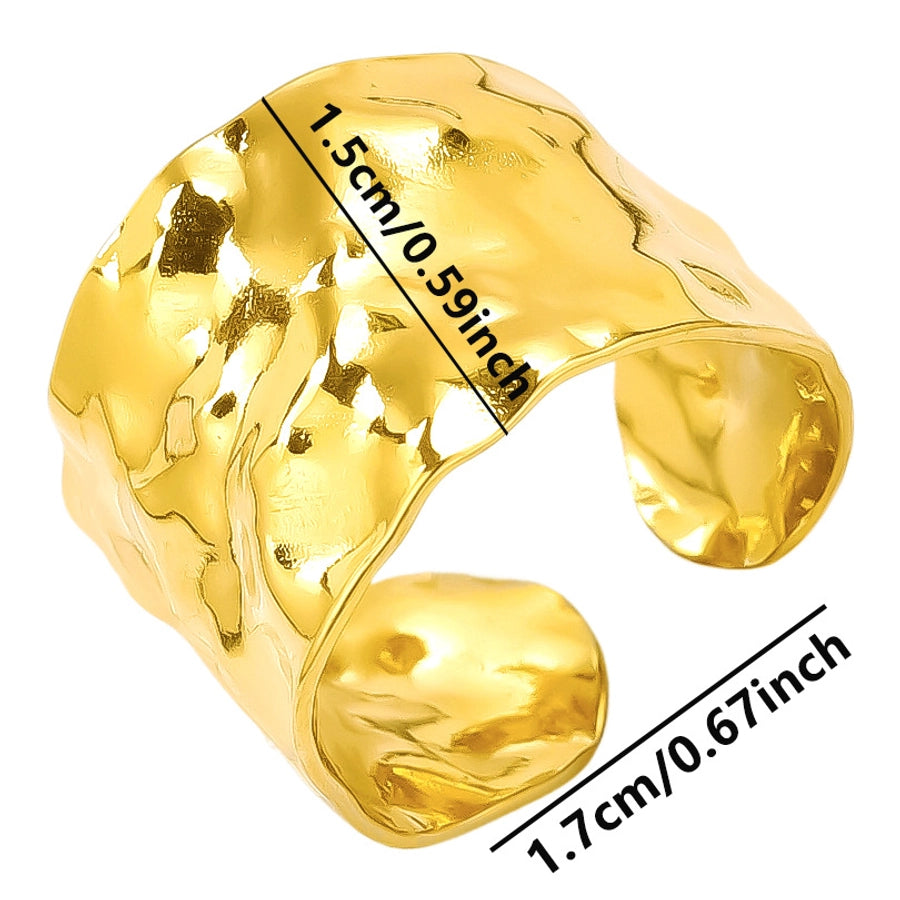 Jewelry IG Style French Style Geometric 304 Stainless Steel 18K Gold Plated Irregular Polishing Open Rings