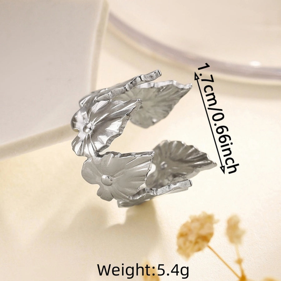 Jewelry Retro French Style Simple Style Heart Shape Flower Bow Knot Titanium Steel Open Rings