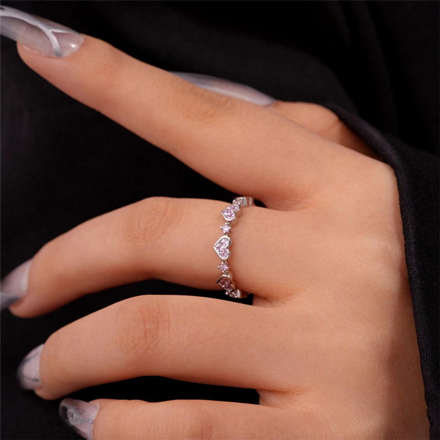 Copper IG Style Simple Style Plating Inlay Heart Shape Flower Zircon Open Rings