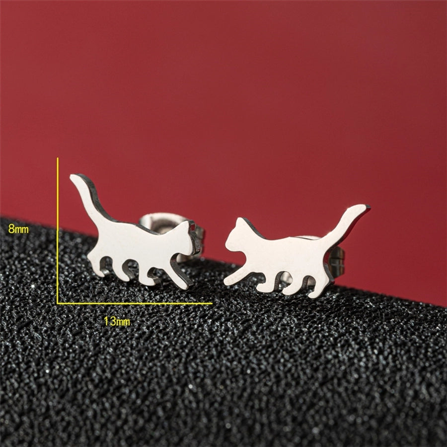 1 Pair Cute Basic Sweet Animal Cat Polishing Plating 304 Stainless Steel 18K Gold Plated Ear Studs