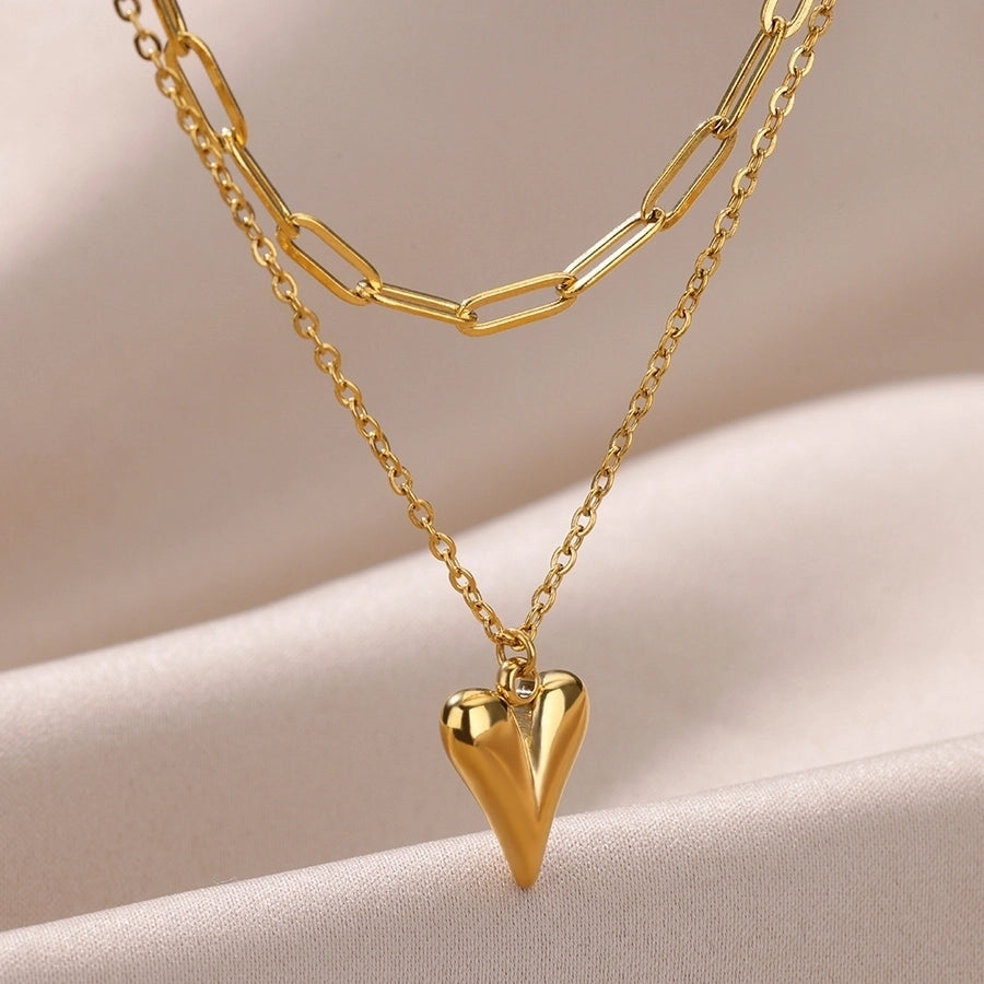 Jewelry Elegant Classic Style Heart Shape 304 Stainless Steel Stainless Steel Necklaces