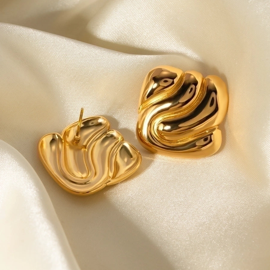 1 Pair Simple Style Solid Color Plating 304 Stainless Steel 18K Gold Plated Ear Studs