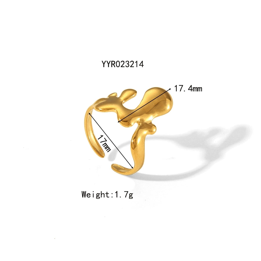 Jewelry Simple Style Irregular Solid Color Bow Knot 304 Stainless Steel 18K Gold Plated Open Rings