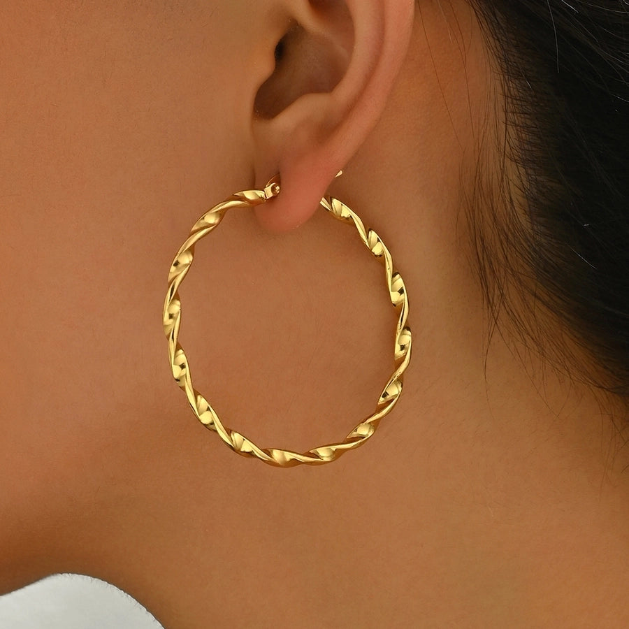 1 Pair Vintage Style Simple Style Circle 201 Stainless Steel Earrings