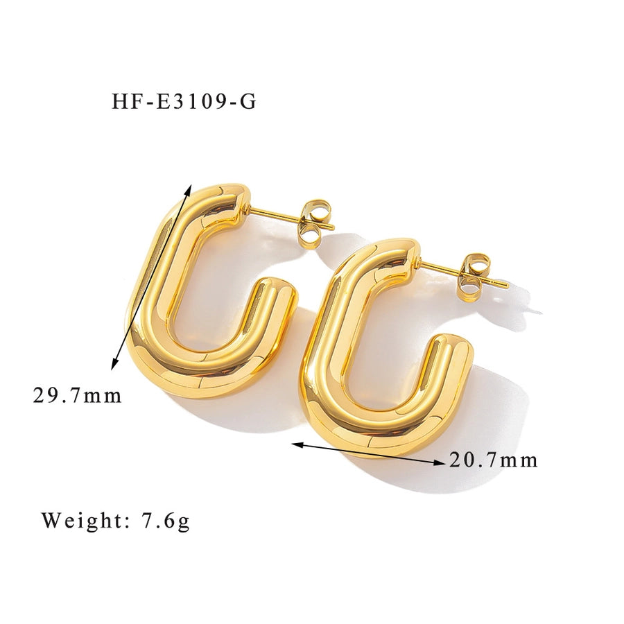 1 Pair Simple Style Classic Style U Shape Heart Shape Plating 316L Stainless Steel  Ear Studs