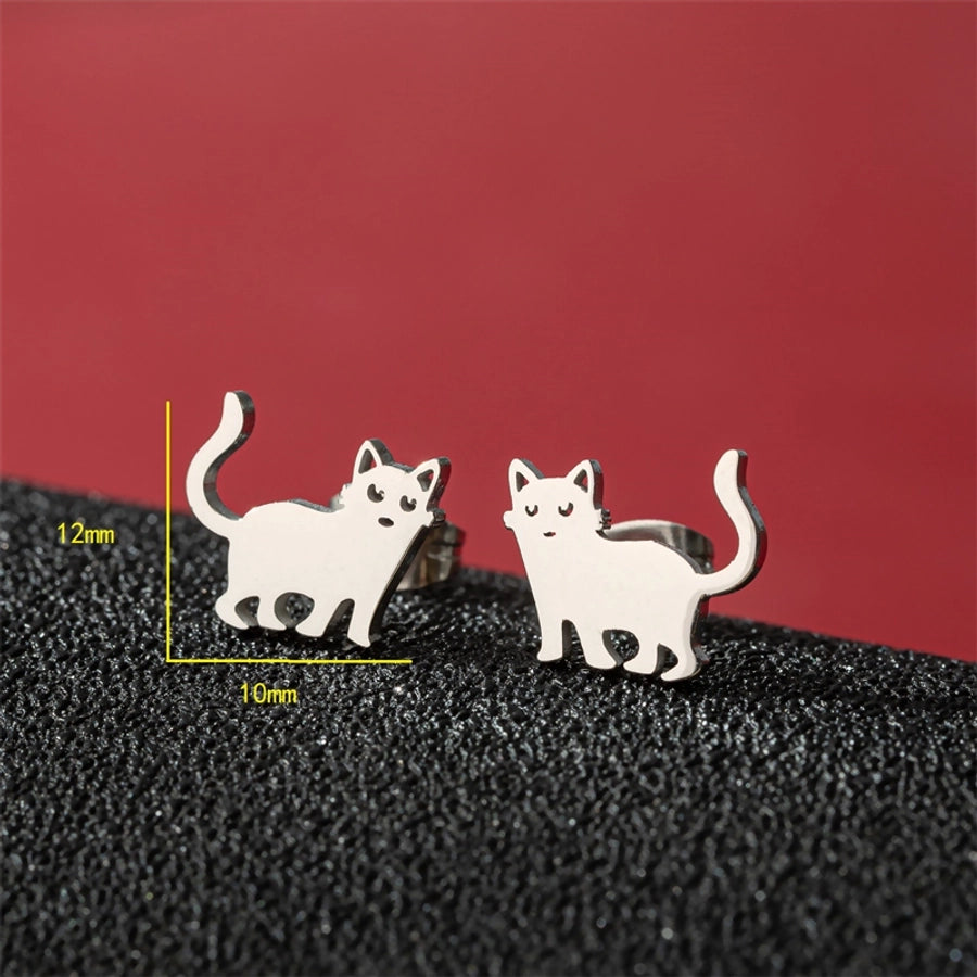 1 Pair Cute Basic Sweet Animal Cat Polishing Plating 304 Stainless Steel 18K Gold Plated Ear Studs