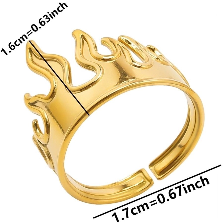 Jewelry Classic Style Solid Color 304 Stainless Steel 18K Gold Plated Asymmetrical Polishing Rings - CEJEW