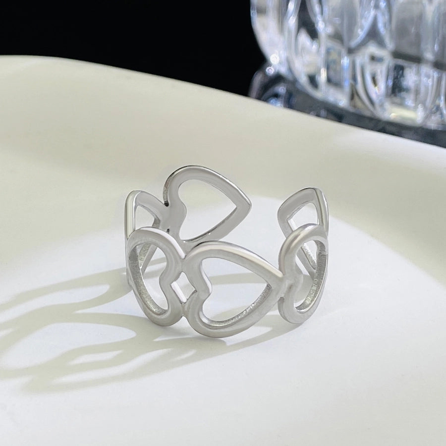 Jewelry Casual Elegant Commute Flower 304 Stainless Steel Open Rings