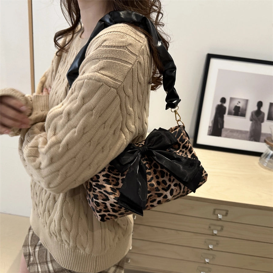 Women's Medium Pu Leather Leopard Classic Style Streetwear Square Zipper Crossbody Bag