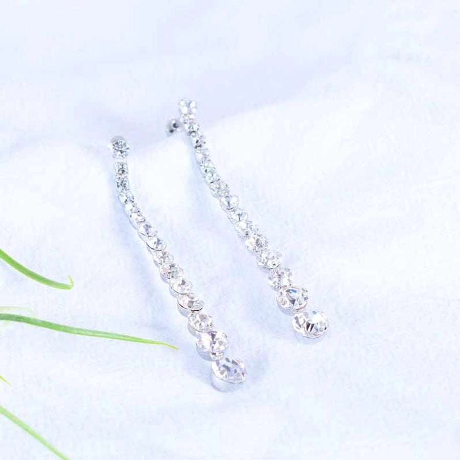 925 Silver Needle Flash Diamond Earrings Korean Long Tassel Slim Distinctive Earrings Elegant Fashion  Niche Earrings