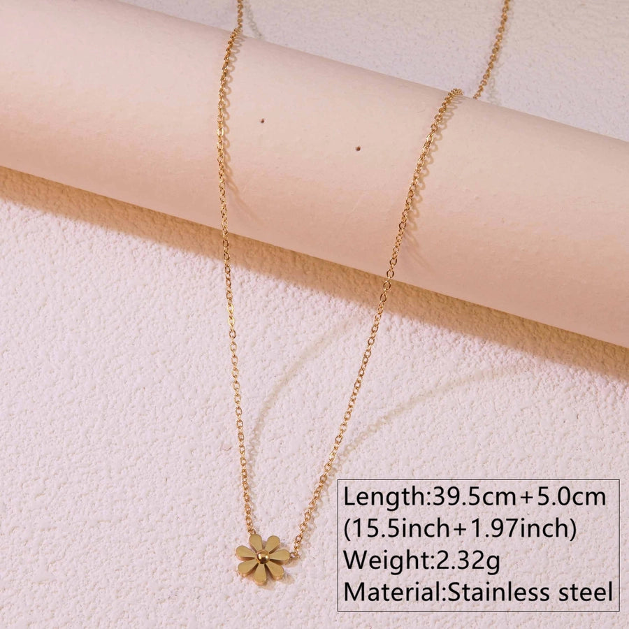 Jewelry Princess Sweet Simple Style Flower 304 Stainless Steel 18K Gold Plated Plating Jewelry Set