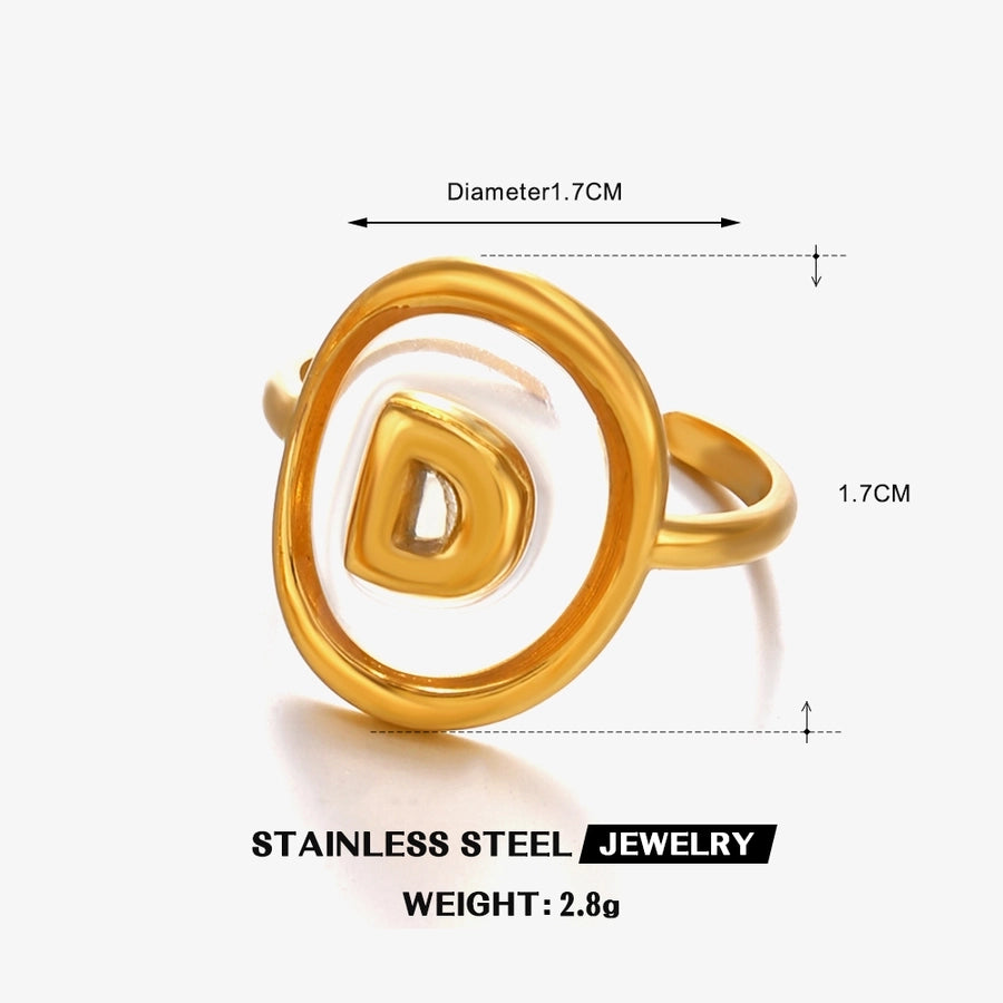 Jewelry Vintage Style Simple Style Letter 304 Stainless Steel Resin 18K Gold Plated Open Rings