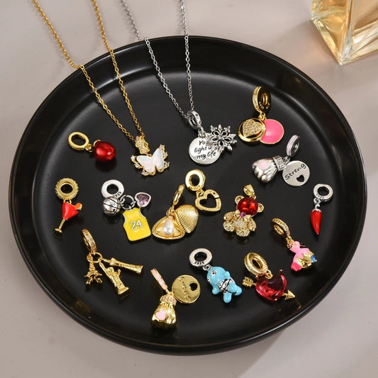 Jewelry Cute Cartoon Titanium Steel Zircon Enamel Inlay Pendant Necklace