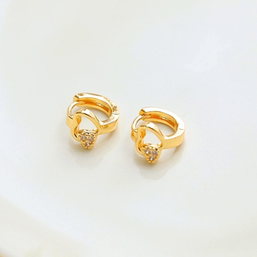 1 Pair Elegant Vintage Style Commute Cross Heart Shape Flower Enamel 304 Stainless Steel Diamond 18K Gold Plated Earrings