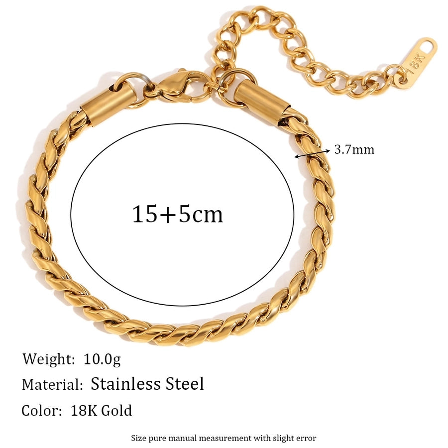 Jewelry Casual Simple Style Solid Color 304 Stainless Steel 18K Gold Plated Bracelets Necklace