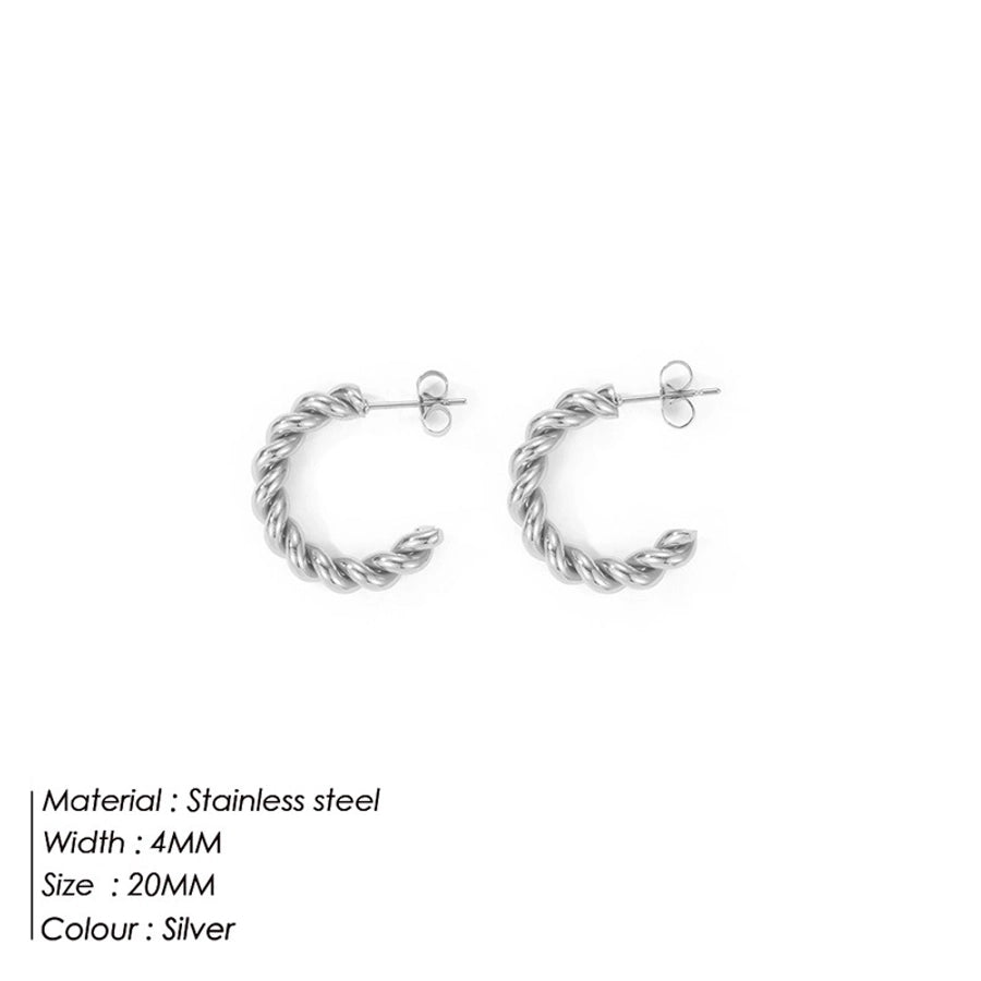 Lady Geometric Plating 304 Stainless Steel Hoop Earrings