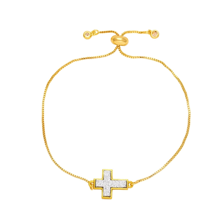 simple style cross copper plating 18k gold plated bracelets