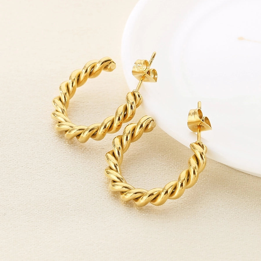 1 Pair Simple Style C Shape 304 Stainless Steel 18K Gold Plated Stainless Steel Earrings