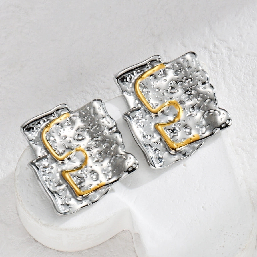 1 Piece Elegant Streetwear Cool Style Irregular Irregular 304 Stainless Steel 18K Gold Plated Ear Studs - CEJEW