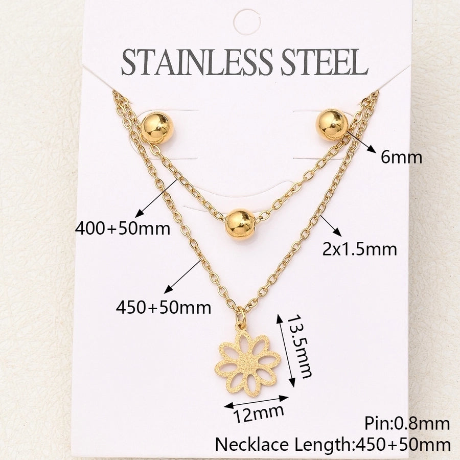 Jewelry Basic Vacation Simple Flower 304 Stainless Steel 18K Gold Plated Handmade Polishing Plating Jewelry Set