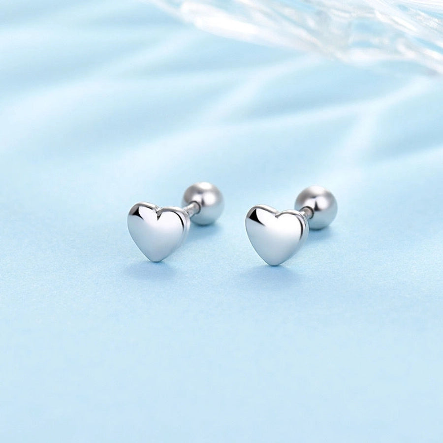 S925 silver anti-lost earrings love four-leaf clover round earrings stainless steel screw to prevent falling off without picking ear holes