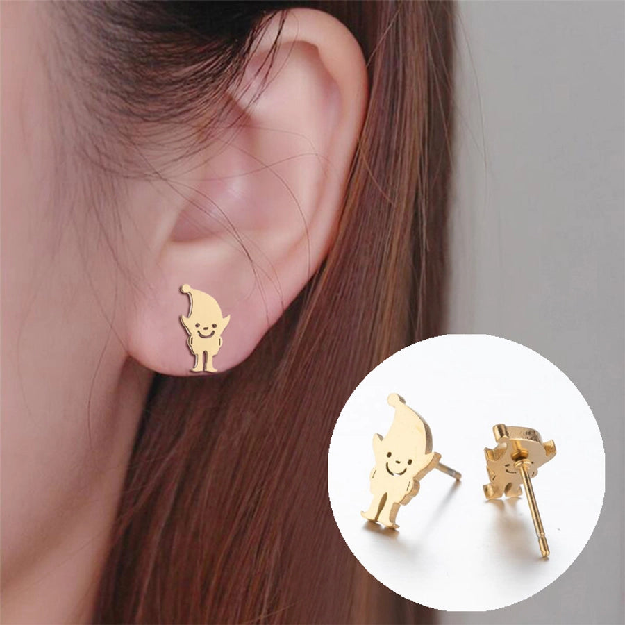 1 pair simple style geometric titanium steel plating ear studs