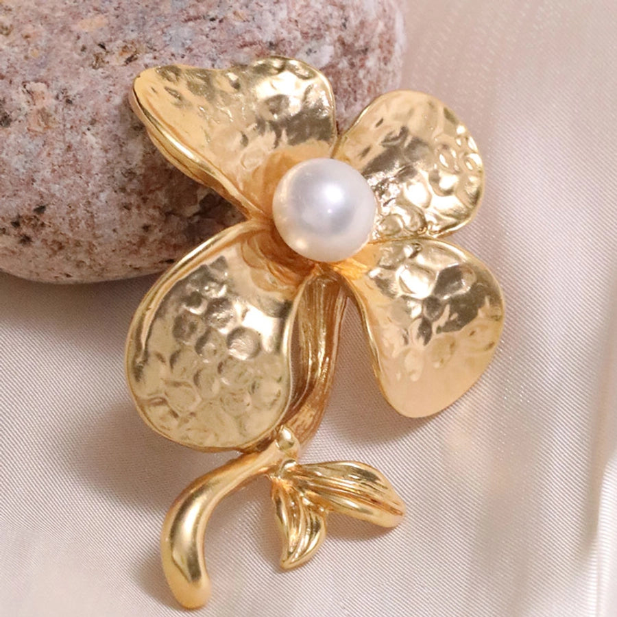 elegant lady flower alloy inlay pearl women's brooches 1 piece