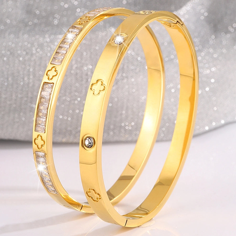 Elegant French Style Classic Style Solid Color 304 Stainless Steel Bangle In Bulk - CEJEW