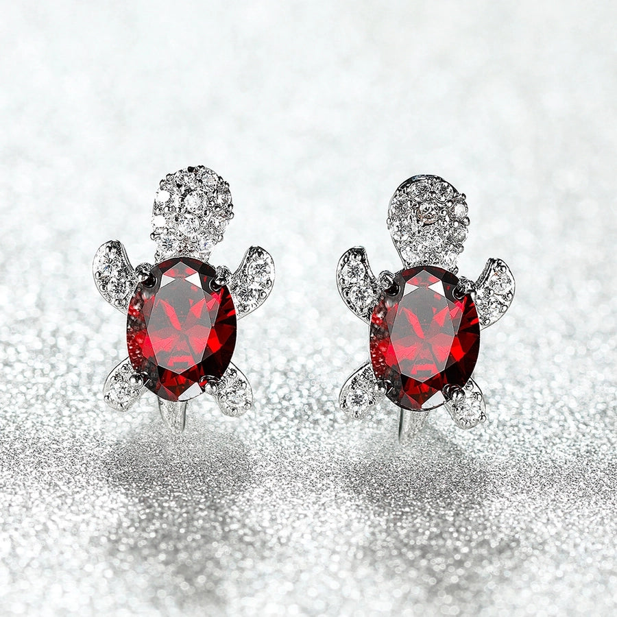 1 pair cute simple style tortoise plating inlay copper zircon ear studs - CEJEW