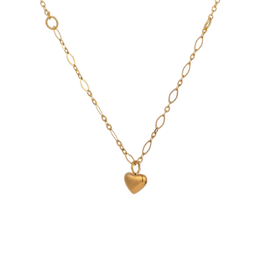 A Simple 18K Real Gold Stainless Steel Heart-Shaped Multi-Part Small Peach Heart Handmade Diamond Chain Necklace