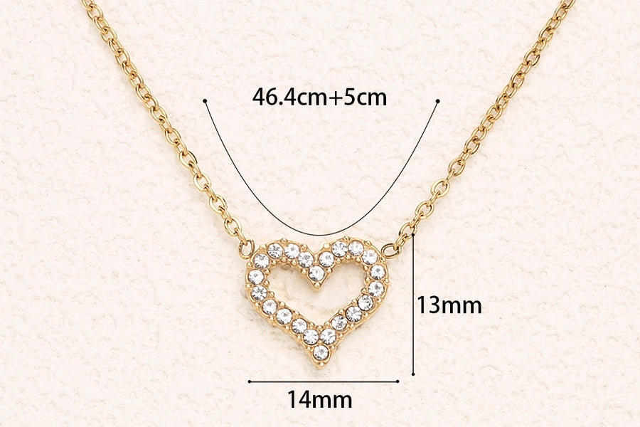 Jewelry Luxurious Shiny Korean Style Circle Heart Shape 304 Stainless Steel Rhinestones 18K Gold Plated Polishing Plating Inlay Jewelry Set