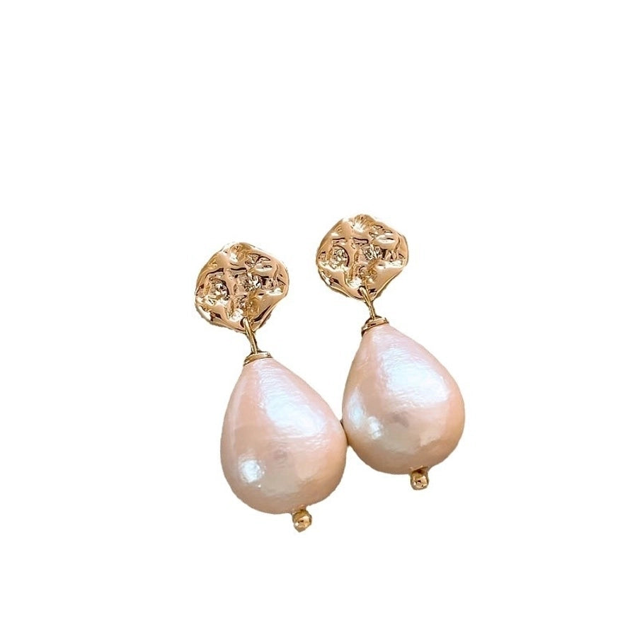 1 Pair Retro Water Droplets Plating Copper Imitation Pearl Zircon Drop Earrings