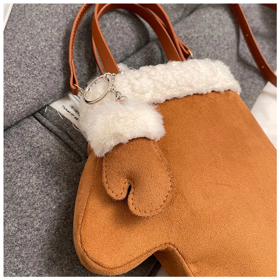 Women's Small Pu Leather Solid Color Streetwear Sewing Thread Glove-shaped Magnetic Buckle Crossbody Bag