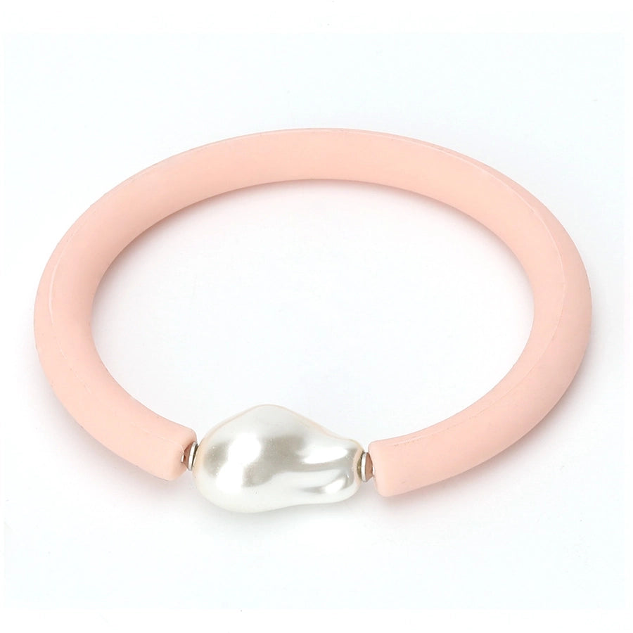 1 piece fashion round silica gel pearl women's bangle