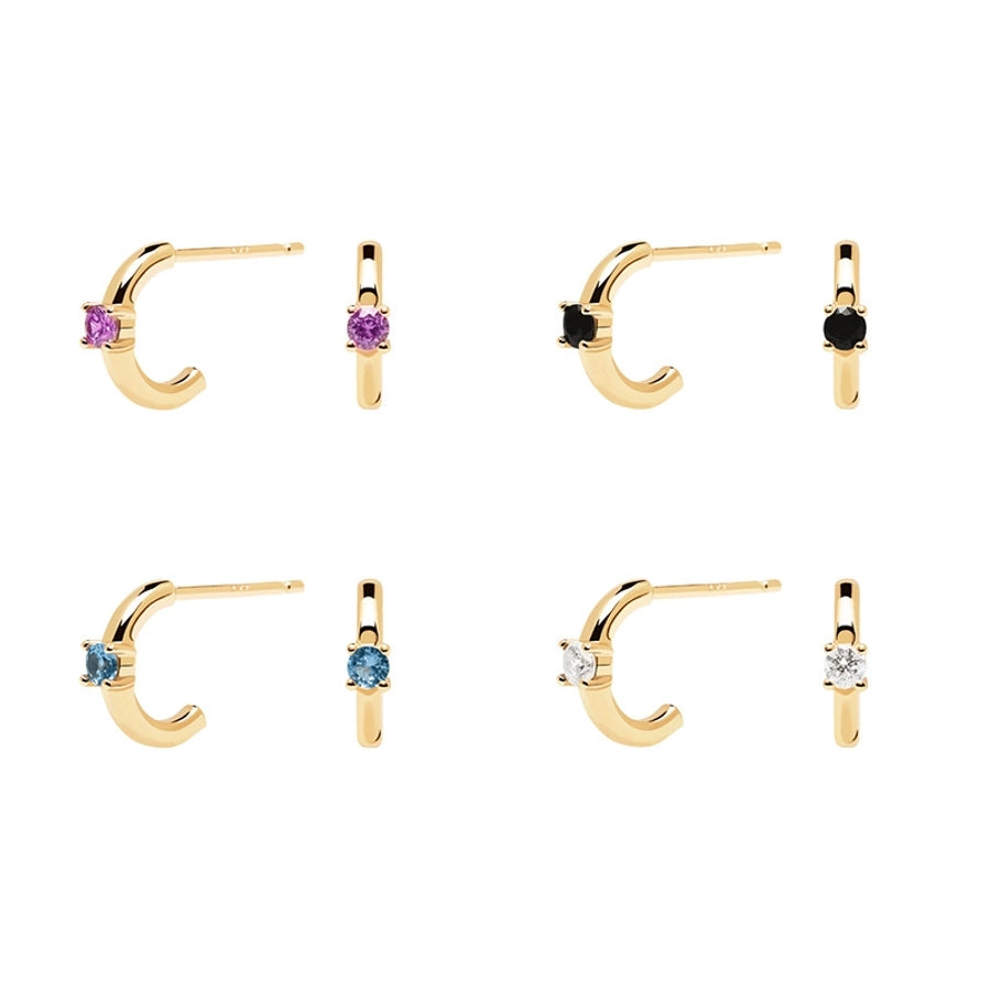 Simple Style U Shape Plating Metal Artificial Gemstones Copper Earrings - CEJEW