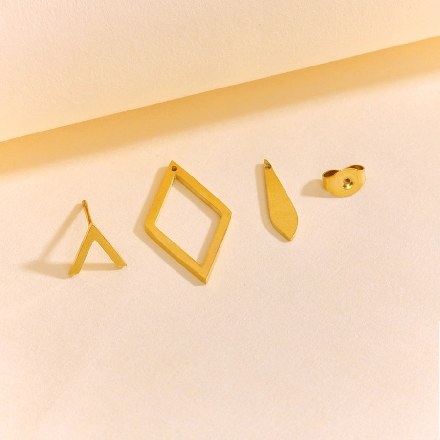 1 Pair Glam Luxurious Lady Rhombus 304 Stainless Steel 18K Gold Plated Ear Studs