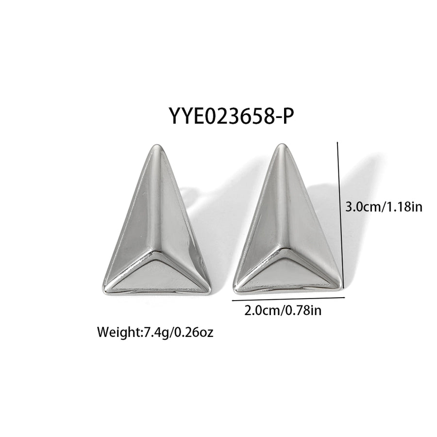 1 Pair Basic Triangle Polishing Plating 304 Stainless Steel 18K Gold Plated Earrings