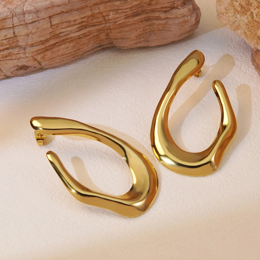 1 Pair Classic Style Asymmetrical Irregular 304 Stainless Steel Imitation Gold  Ear Studs