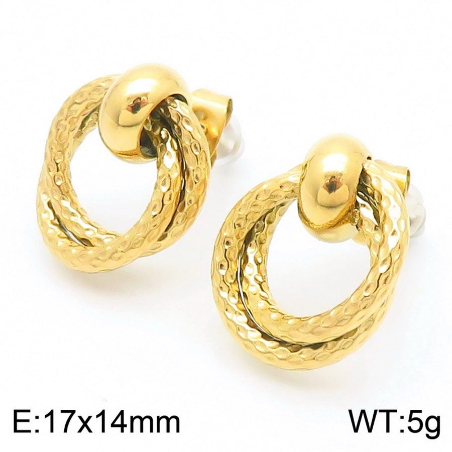 1 Pair Vintage Style Geometric Plating 304 Stainless Steel 18K Gold Plated Ear Studs - CEJEW