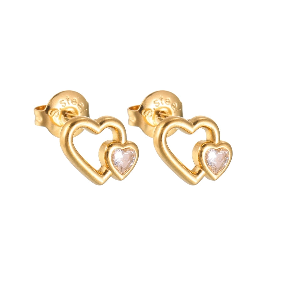 1 Pair Simple Style IG Style Heart Shape Crown Butterfly 304 Stainless Steel Ear Studs