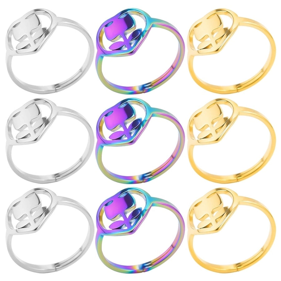 Jewelry Simple Style Flower 304 Stainless Steel 18K Gold Plated Polishing Rings - CEJEW