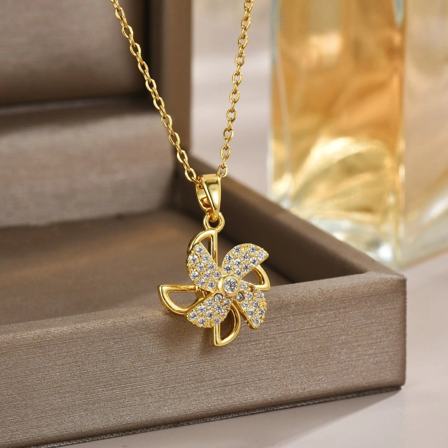 Jewelry Simple Style Classic Style Printing Titanium Steel Zircon Inlay Pendant Necklace