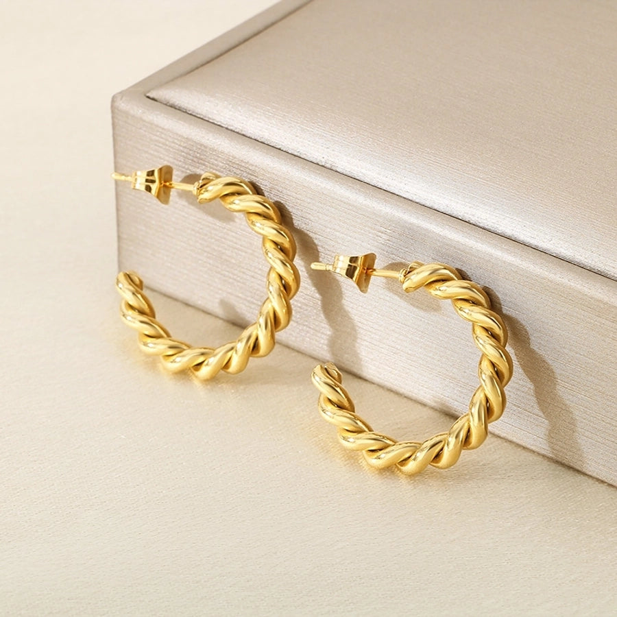 1 Pair Simple Style C Shape 304 Stainless Steel 18K Gold Plated Stainless Steel Earrings