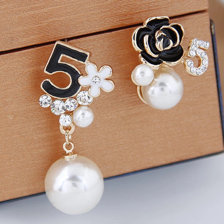 Korean Style Plant Alloy Pearl Drop Earrings