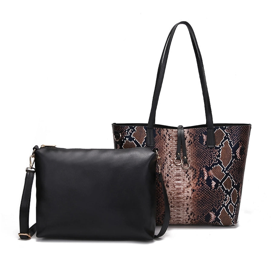 Women's Pu Leather Snakeskin Classic Style Square Open Bag Sets