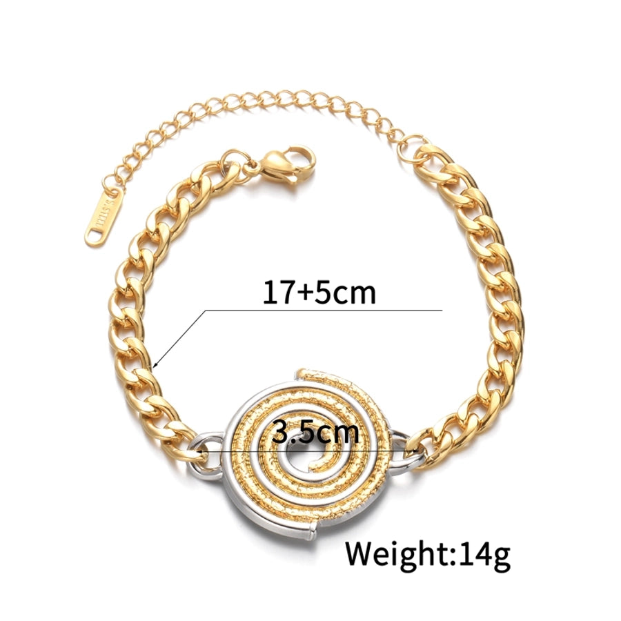 Jewelry IG Style Spiral Stripe 304 Stainless Steel 18K Gold Plated Jewelry Set